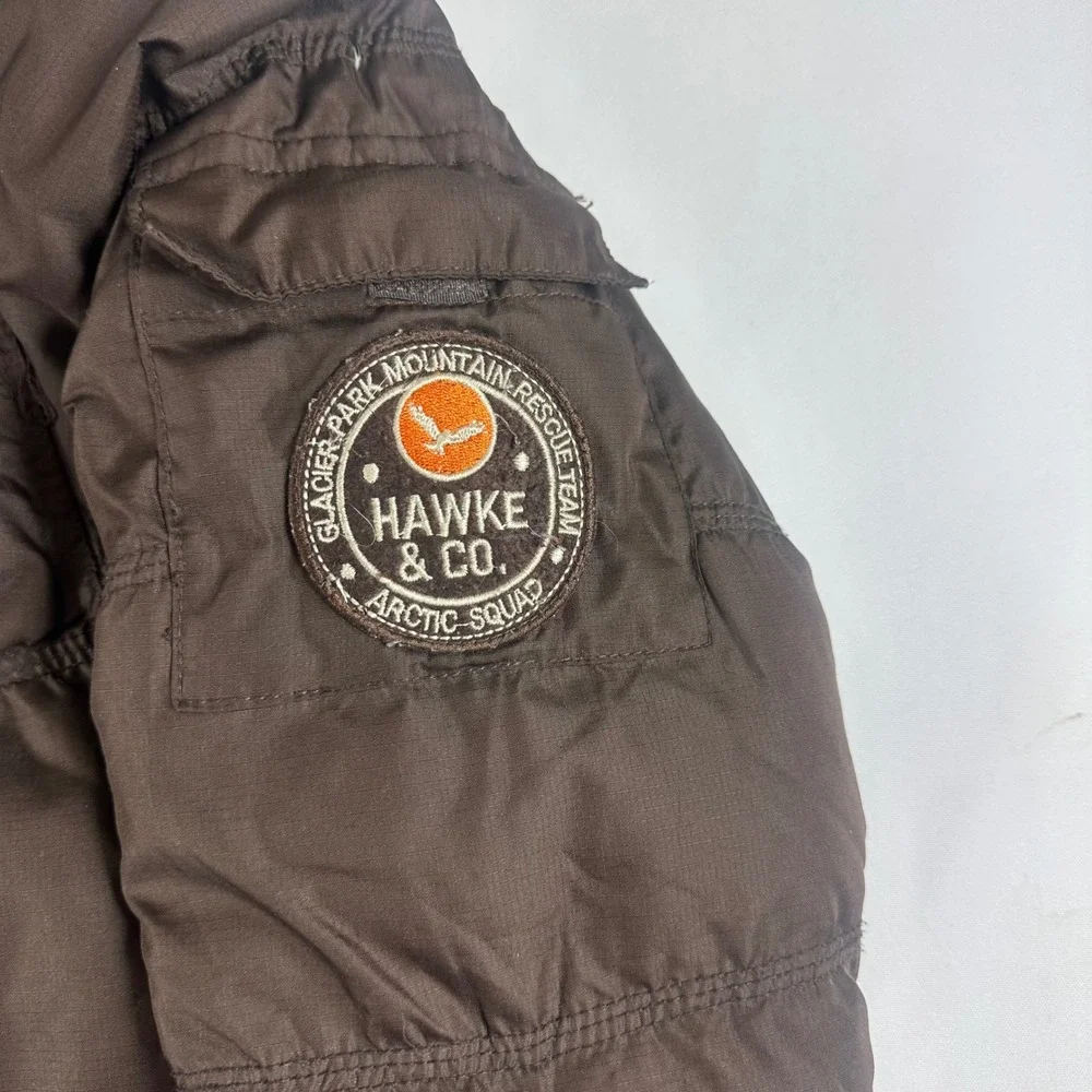 Hawke & Co Arctic Squad Youth 14/16 Puffer Jacket Brown Hooded Winter Coat‎